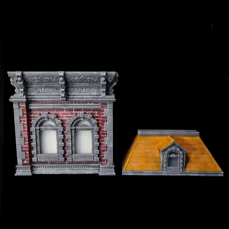 GT Mini Toys 擺拍建築系類 灰紅牆體 橙色屋頂 Mini001B2 地台 場景 - main product image