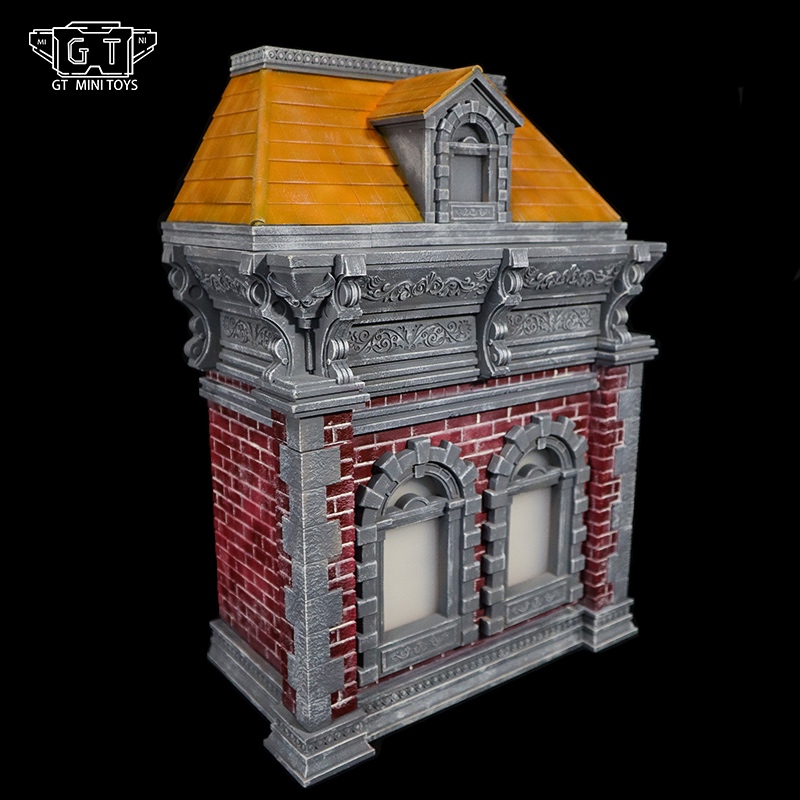 GT Mini Toys 擺拍建築系類 灰紅牆體 橙色屋頂 Mini001B2 地台 場景 - view 2