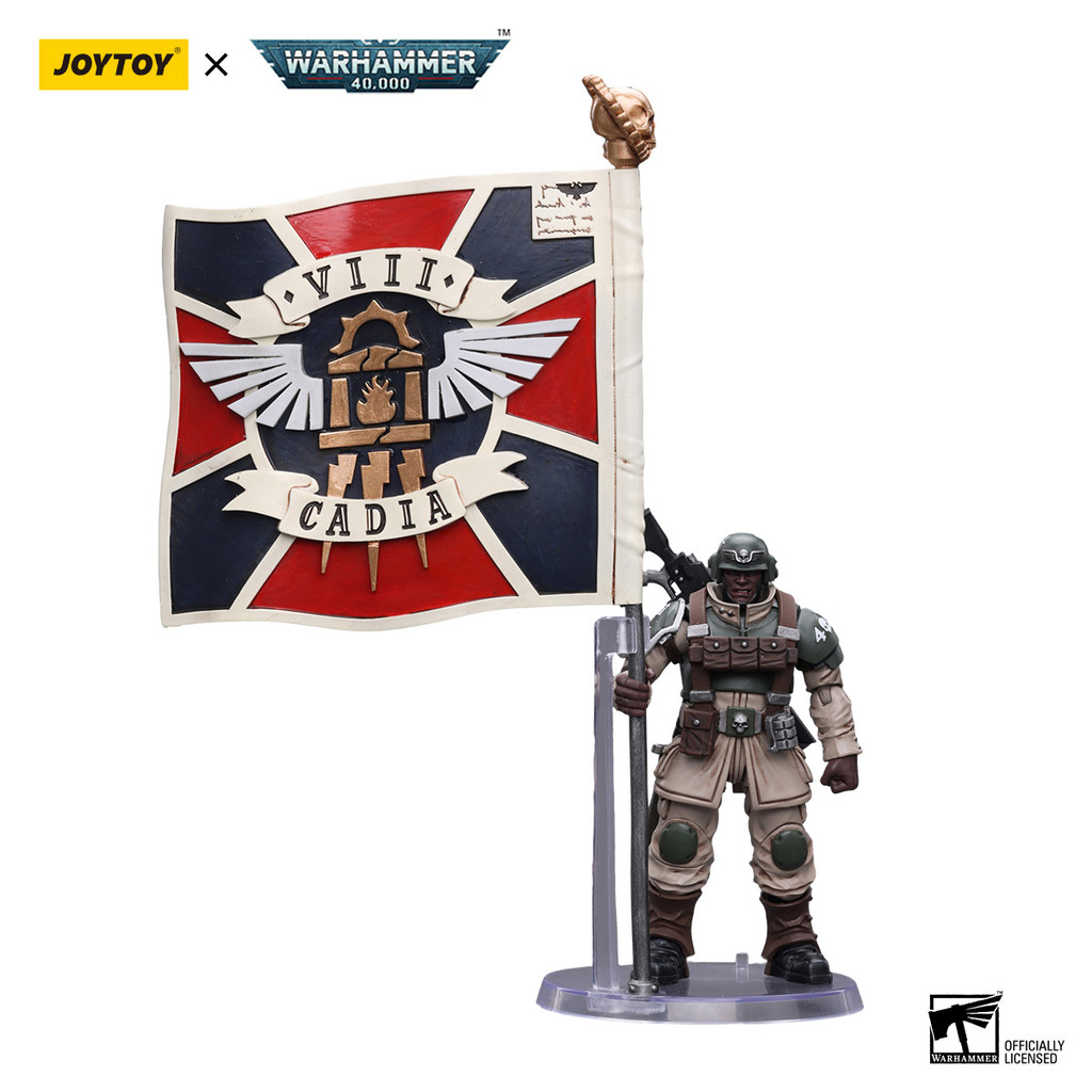 Astra Militarum Cadian Command Squad Veteran with Regimental Standard - view 4