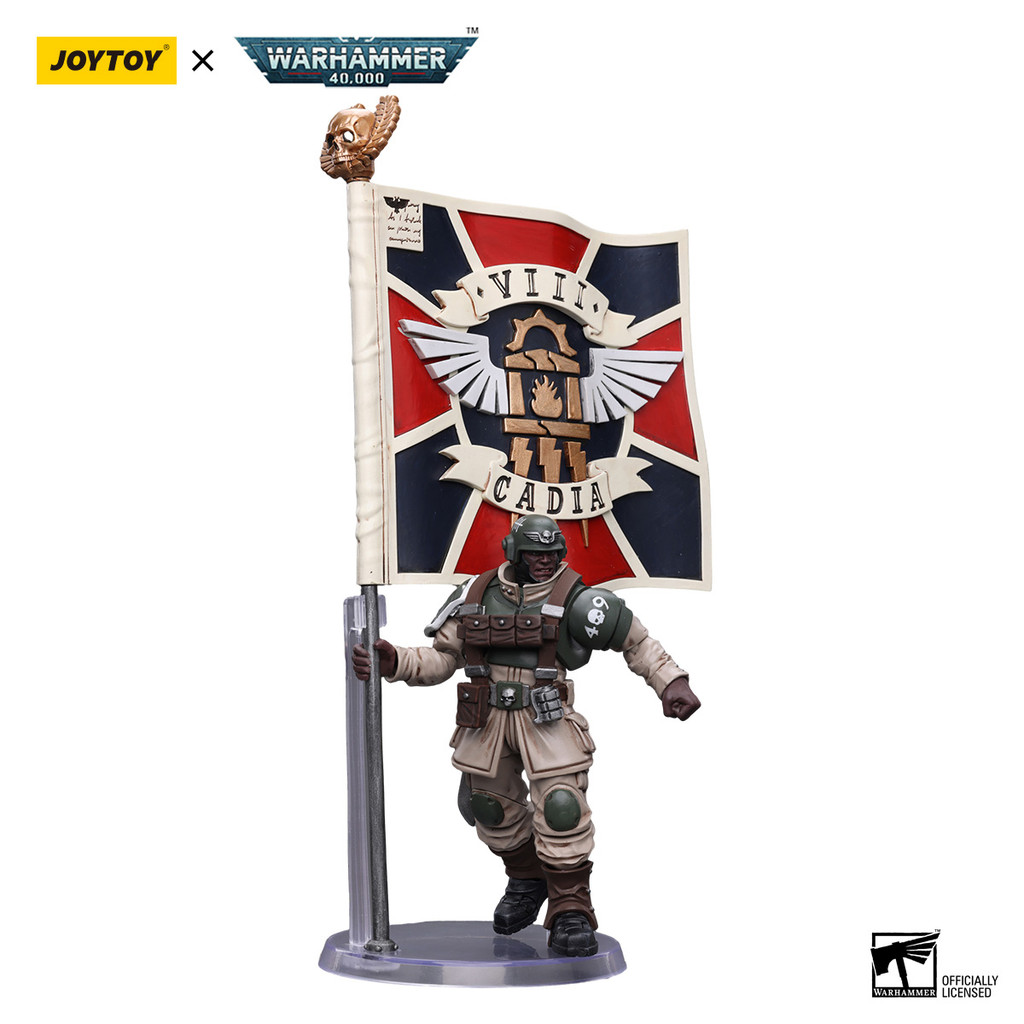 Astra Militarum Cadian Command Squad Veteran with Regimental Standard - view 2