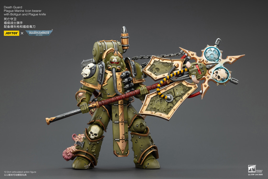 Death Guard Plague Marine Icon bearer with Boltgun and Plague knife - view 13