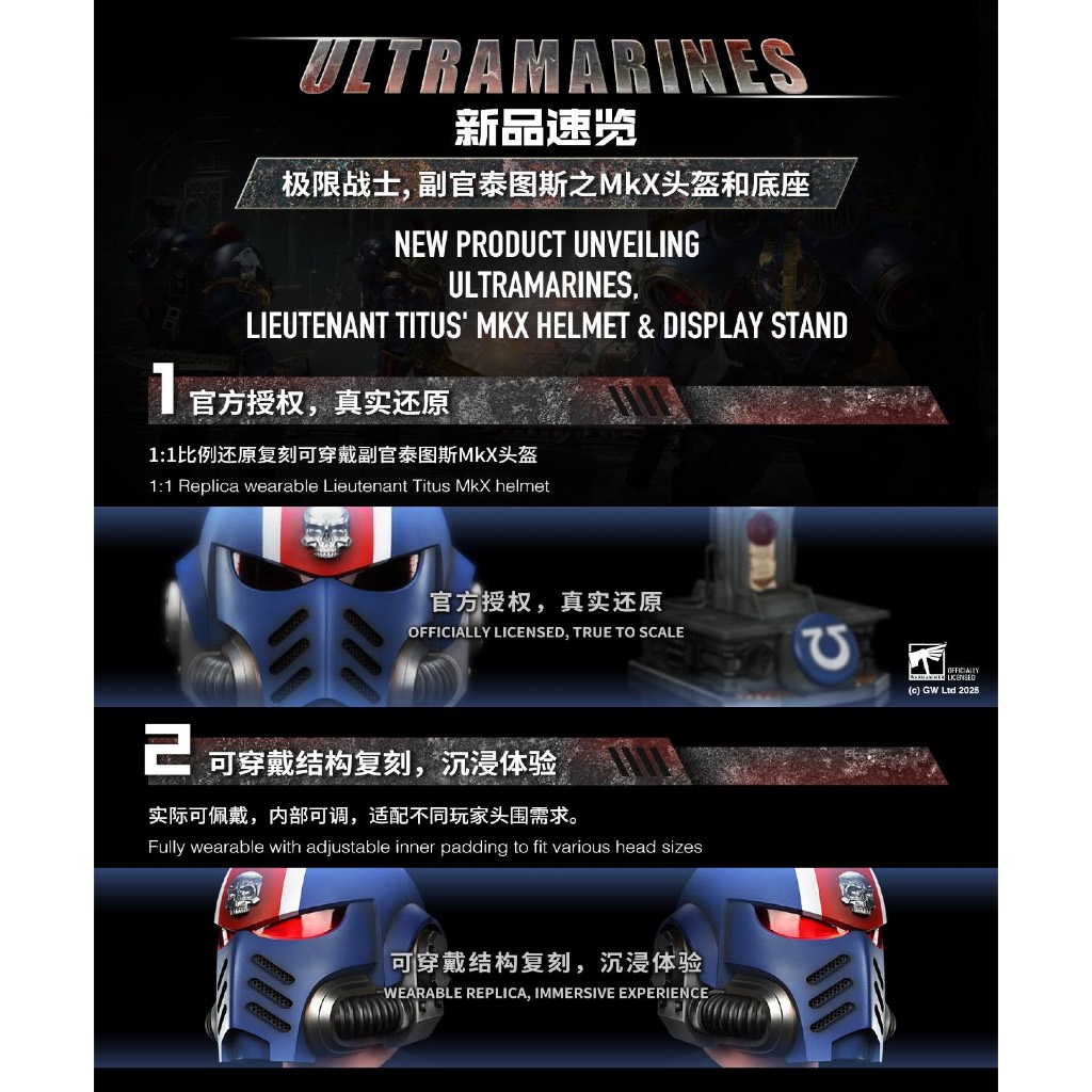 Ultramarines Lieutenant Titus' MKX Helmet & Display Stand - view 4