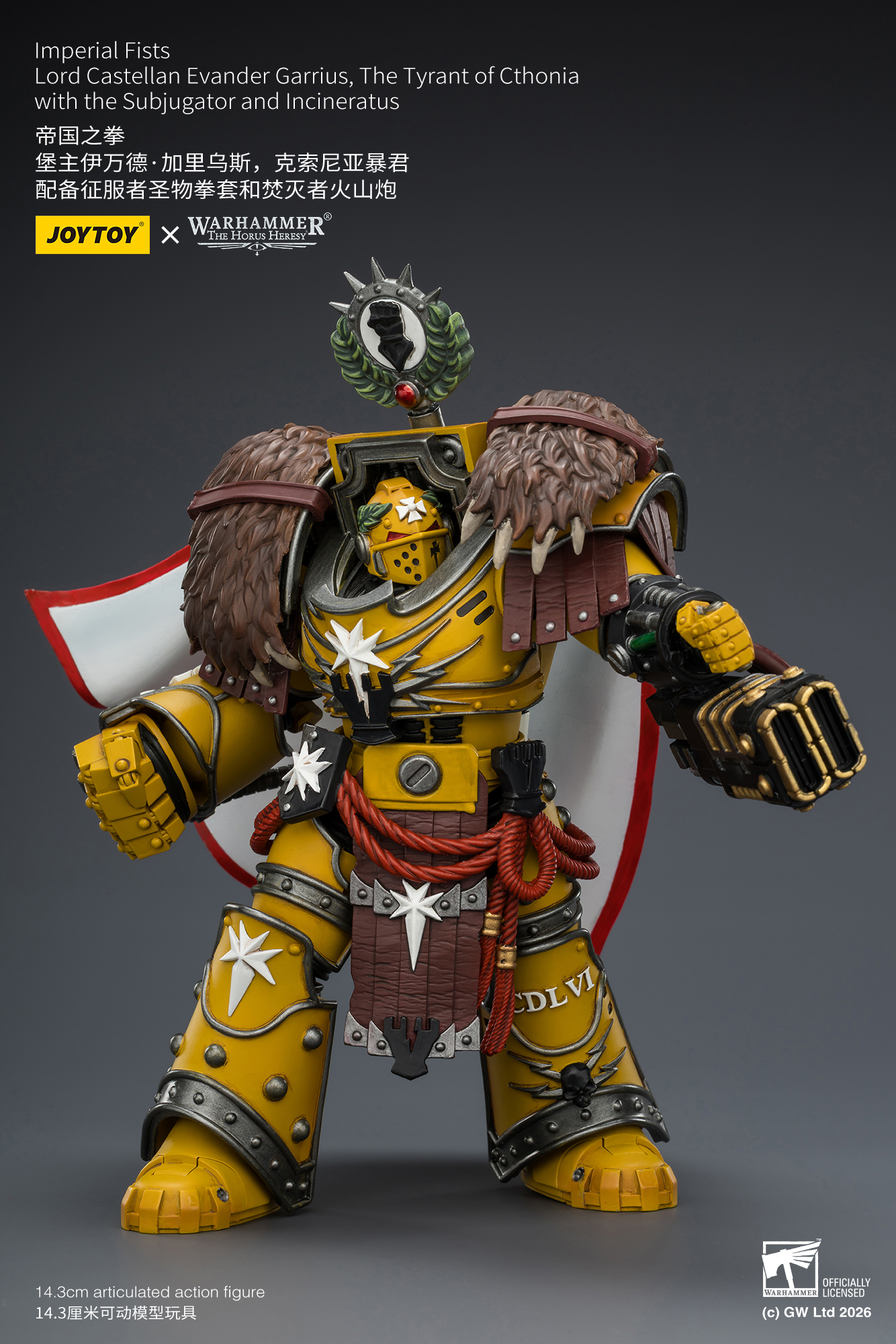 Imperial Fists Lord Castellan Evander Garrius, The Tyrant of Cthonia with the Subjugator and Incineratus - view 11