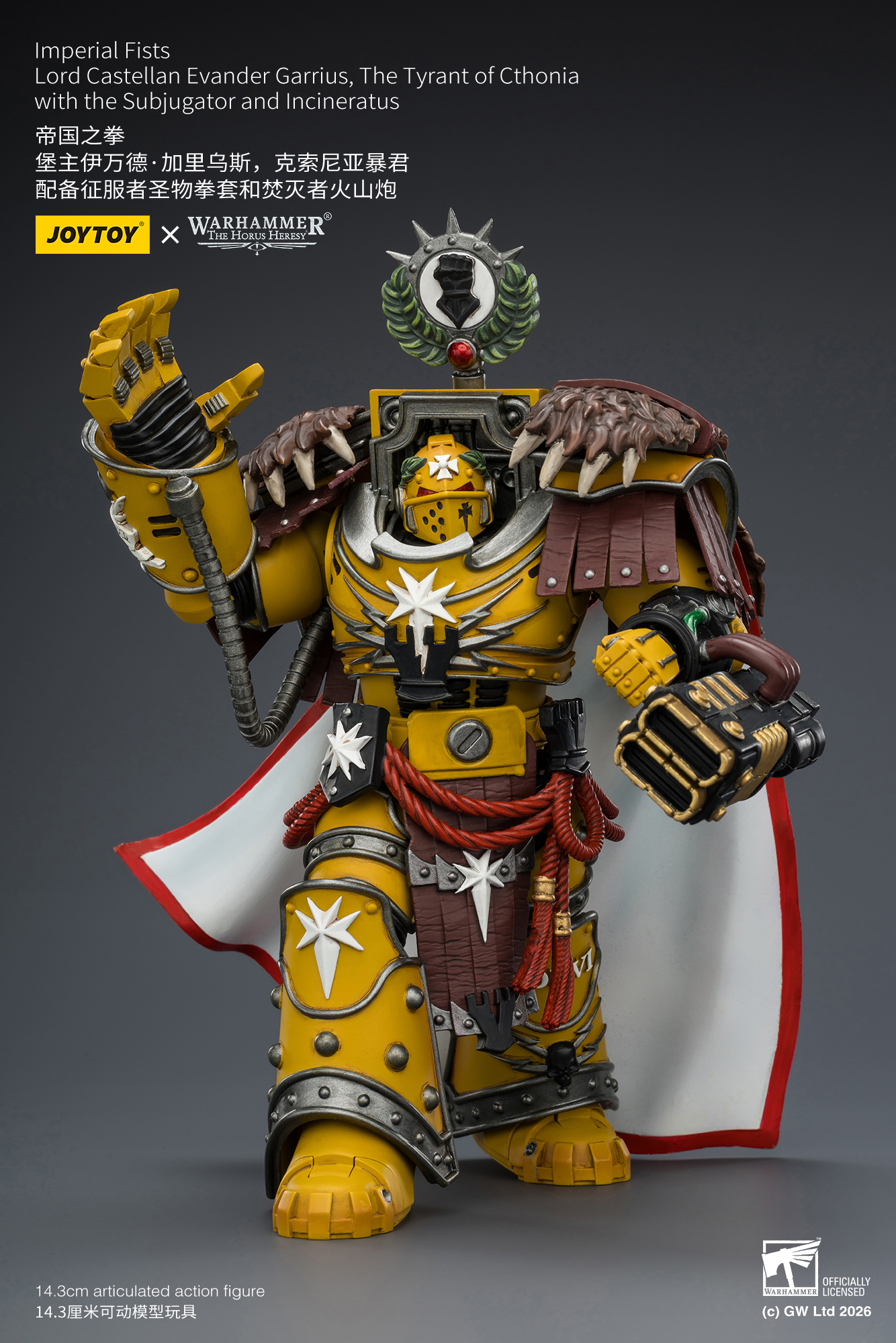 Imperial Fists Lord Castellan Evander Garrius, The Tyrant of Cthonia with the Subjugator and Incineratus - view 18