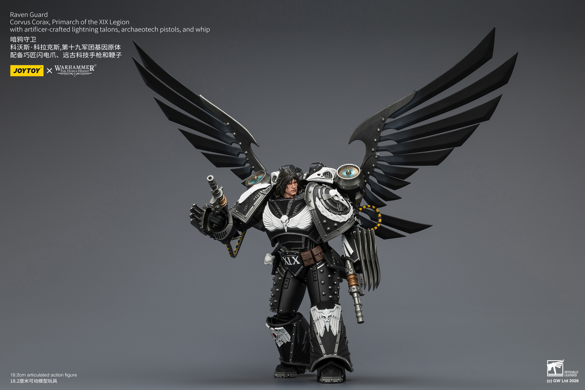 Raven Guard Corvus Corax, Primarch of the XIX Legion with artificer-crafted lightning talons, archaeotech pistols, and whip - view 15