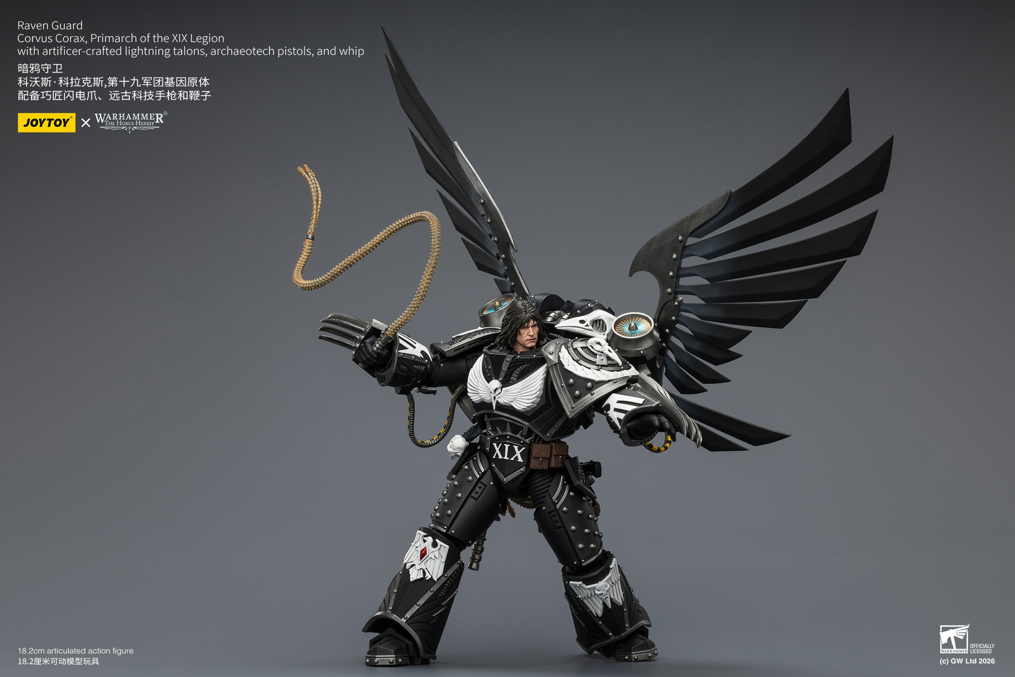 Raven Guard Corvus Corax, Primarch of the XIX Legion with artificer-crafted lightning talons, archaeotech pistols, and whip - view 13