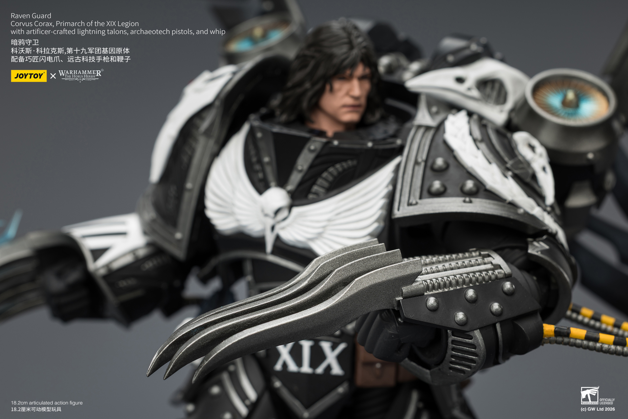 Raven Guard Corvus Corax, Primarch of the XIX Legion with artificer-crafted lightning talons, archaeotech pistols, and whip - view 18