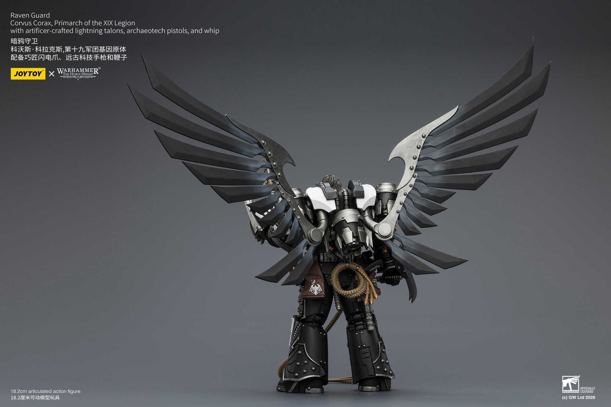 Raven Guard Corvus Corax, Primarch of the XIX Legion with artificer-crafted lightning talons, archaeotech pistols, and whip - view 11
