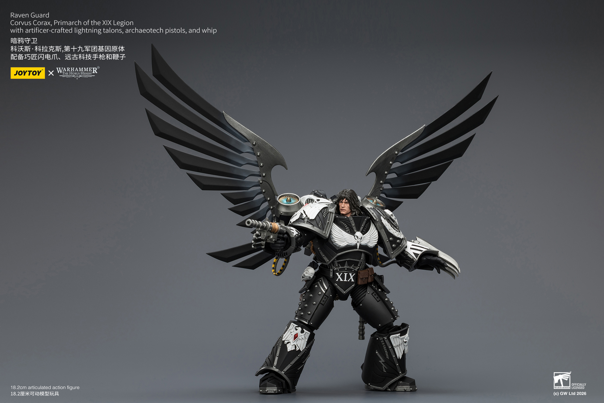 Raven Guard Corvus Corax, Primarch of the XIX Legion with artificer-crafted lightning talons, archaeotech pistols, and whip - view 14