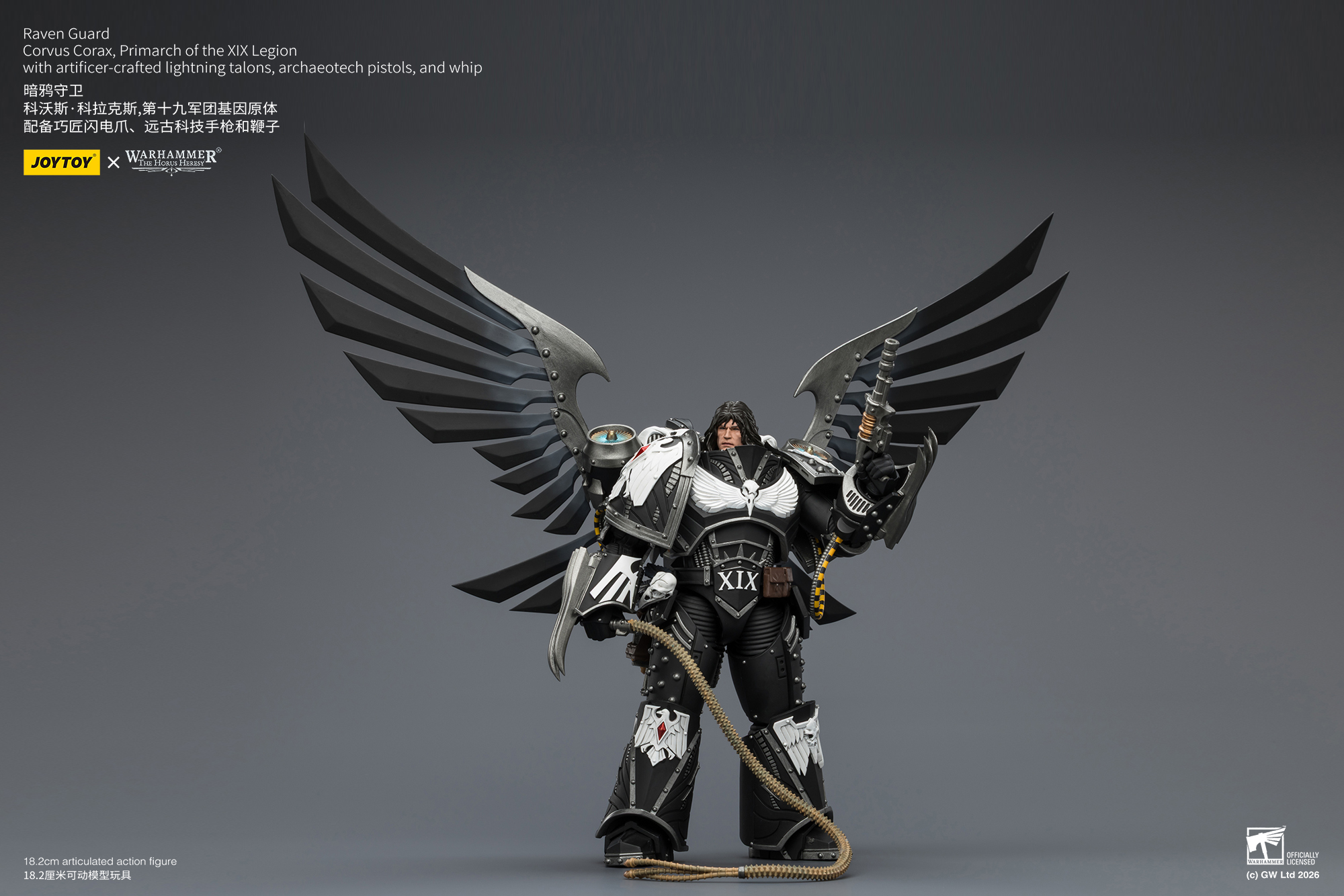 Raven Guard Corvus Corax, Primarch of the XIX Legion with artificer-crafted lightning talons, archaeotech pistols, and whip - view 10