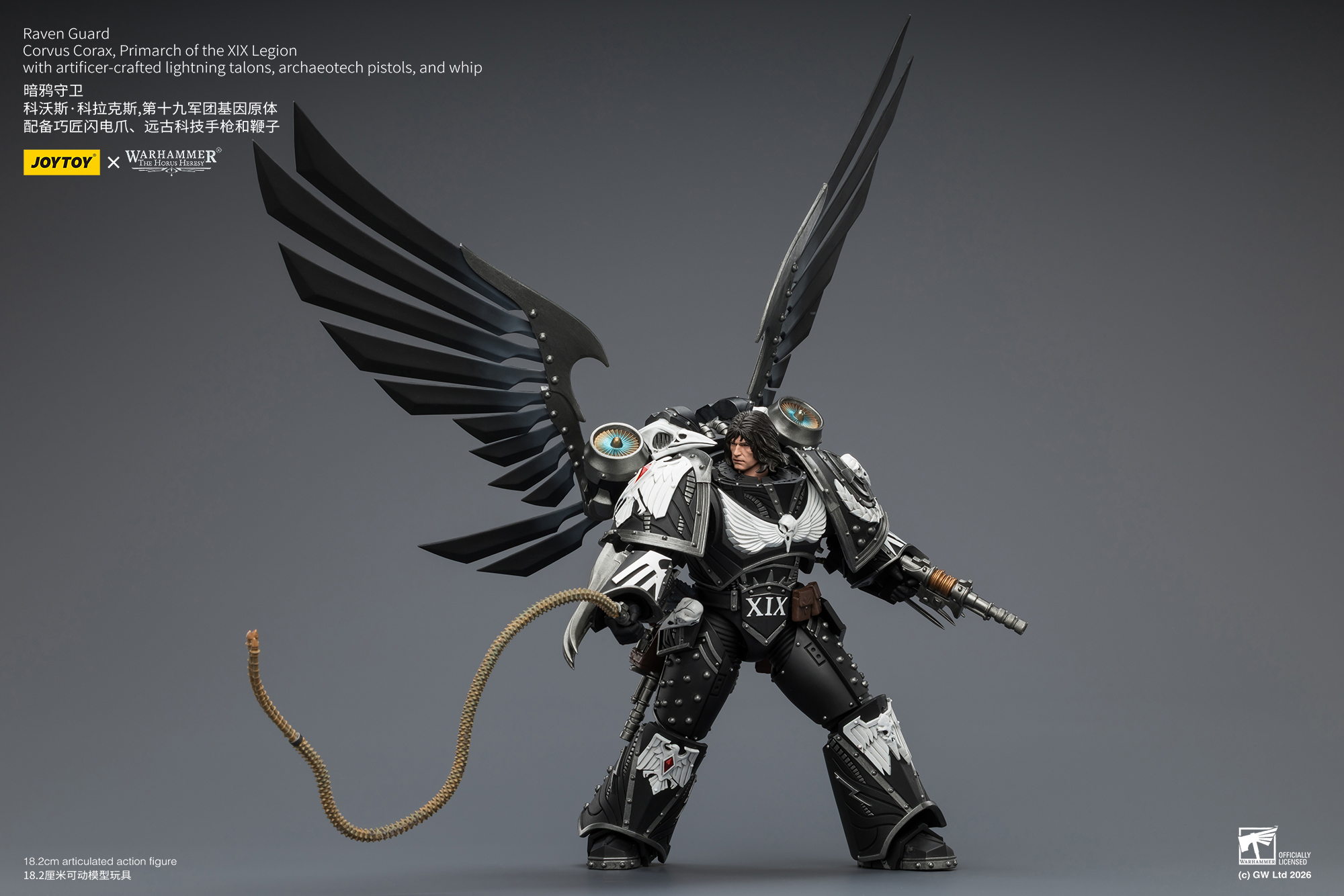 Raven Guard Corvus Corax, Primarch of the XIX Legion with artificer-crafted lightning talons, archaeotech pistols, and whip - view 12